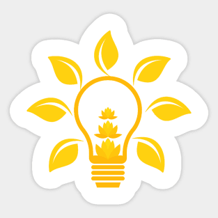 Lampe avec une fleur jaune, Bulb with yellow flower, Sticker